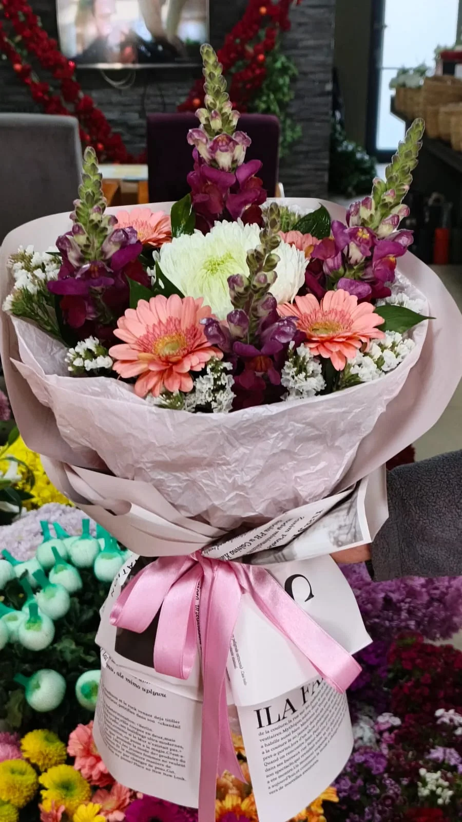 Pembe Gerbera & Aslanağzı Buketi – Pembe Bahar